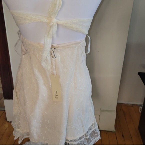 Ivory Cream Lucy & Co. Lucy Paris Lace strapless mini dress size Medium … - Picture 4 of 6